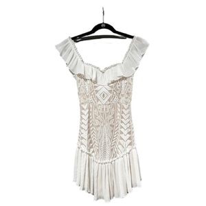 SOLD - White Boho Bridal Off-the-shoulder Dress